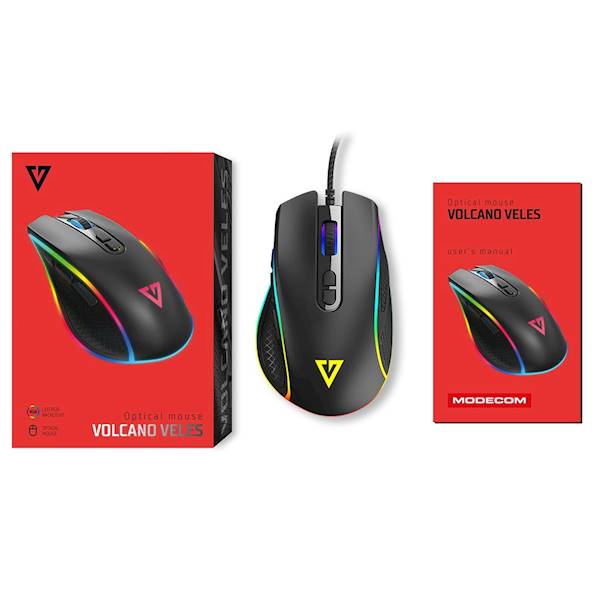 MYSZ PRZEWODOWA MODECOM VOLCANO VELES CZARNA