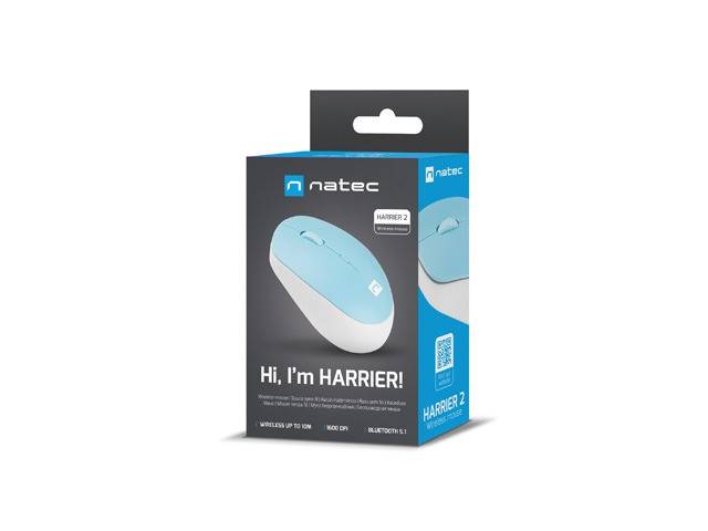 MYSZ BEZPRZEWODOWA BT NATEC HARRIER 2 BIAŁO-NIEBIESKA