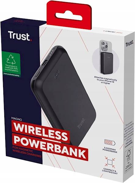 POWERBANK INDUKCYJNY TRUST MAGNETIC 5000mAh CZARNY