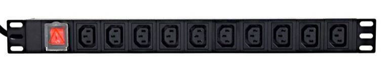 Listwa zasilająca rack (PDU), 10 gniazd C13, 1U, 16A, wtyk C19 2M