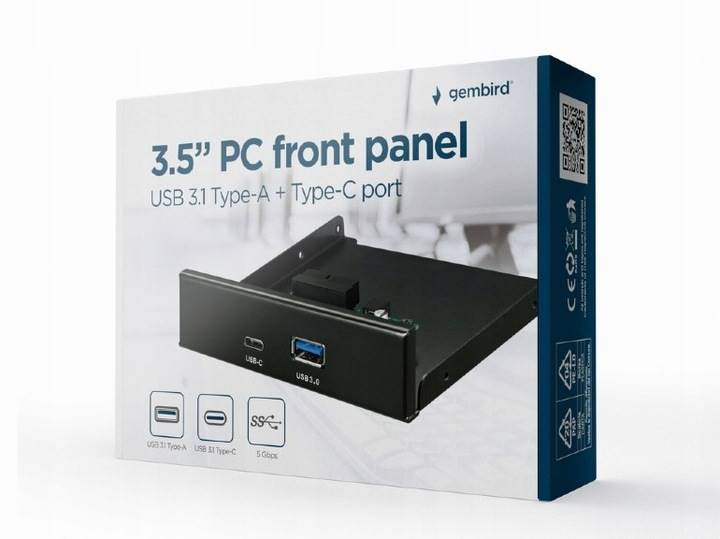 PANEL PRZEDNI PC WEWNĘTRZNY USB + USB-C CZARNY
