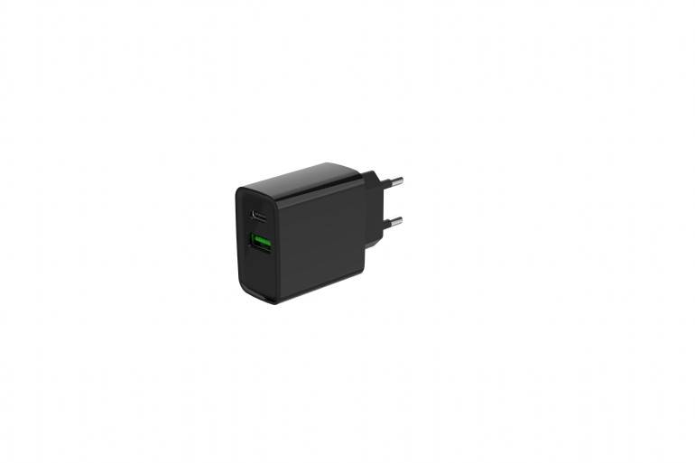 ŁADOWARKA SIECIOWA GEMBIRD 20W 1xUSB 1xUSB-C CZARNA