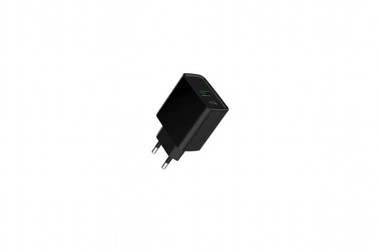 ŁADOWARKA SIECIOWA GEMBIRD 20W 1xUSB 1xUSB-C CZARNA