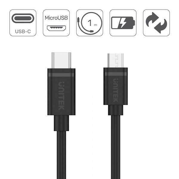 KABEL USB-C - microUSB 2.0 UNITEK 1M CZARNY