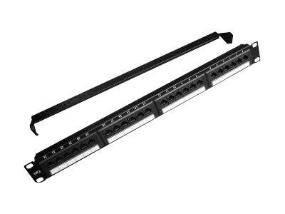 PATCH PANEL 24-PORT 1U Z PÓŁKĄ DO ORG KABLI GEMBIRD CZARNY