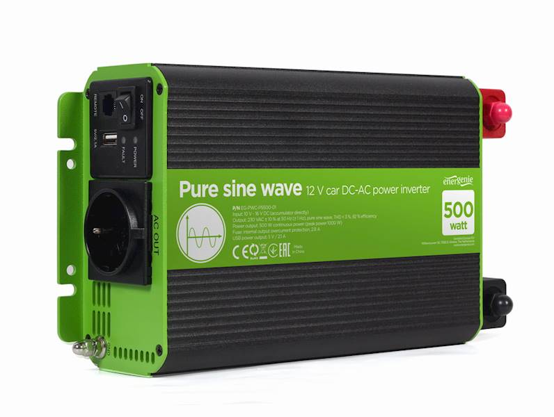 PRZETWORNICA GEMBIRD 12V/230V 500W/1000W PURE SINE WAV