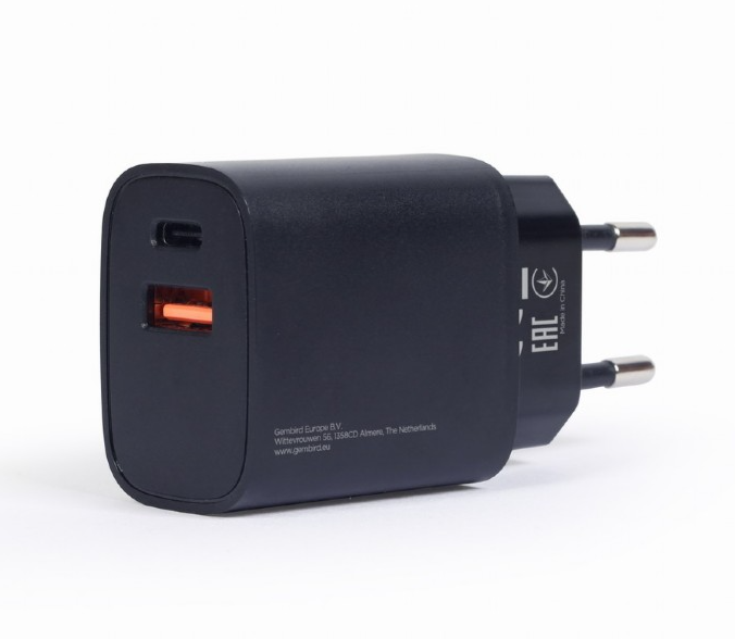 ŁADOWARKA SIECIOWA GEMBIRD 3.0 USB-A + USB-C 18W
