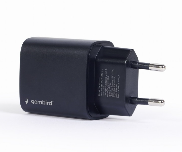 ŁADOWARKA SIECIOWA GEMBIRD 3.0 USB-A + USB-C 18W