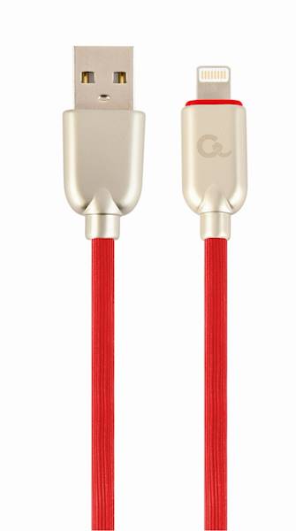 KABEL USB - LIGHTNING PREMIUM 1M GUMA GEMBIRD CZERWONY