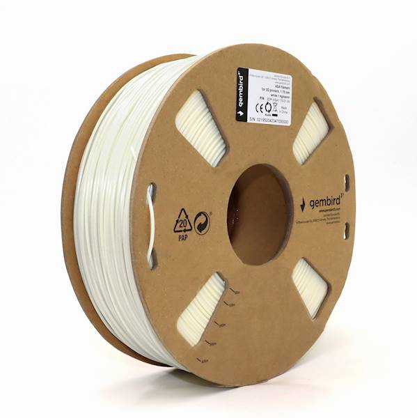 FILAMENT DRUKARKI 3D ASA 1.75mm 1KG BIAŁY GEMBIRD