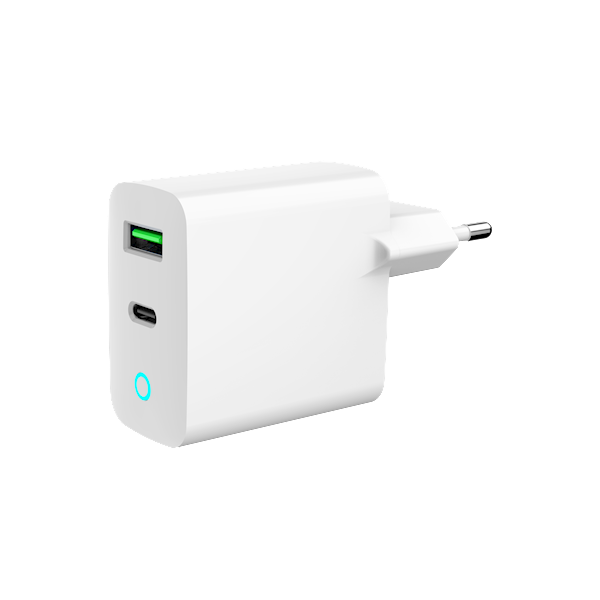 ŁADOWARKA SIECIOWA 1xUSB 1xUSB-C 20W LED GEMBIRD BIAŁA