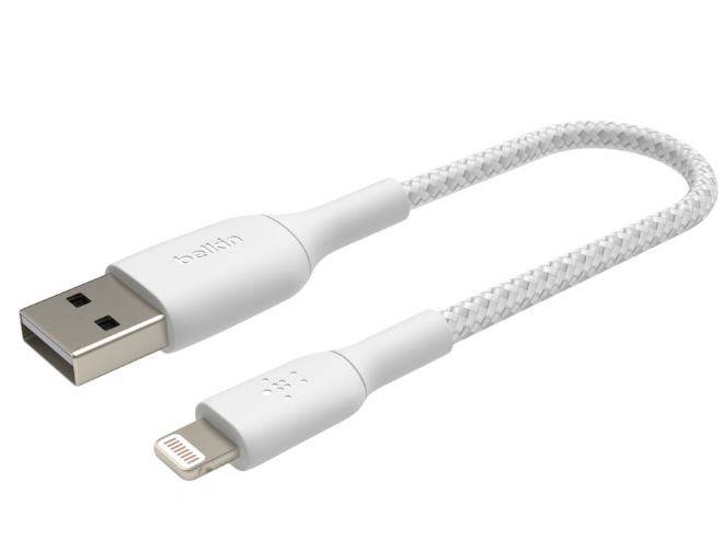 KABEL USB - LIGHTNING 15CM OPLOT BELKIN BIAŁY