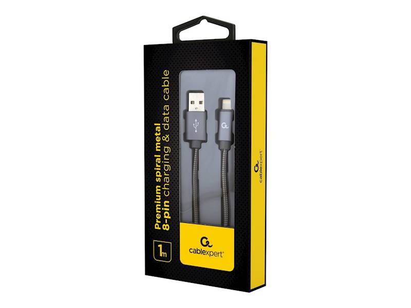 KABEL USB - LIGHTNING 1M METAL GEMBIRD SZARY