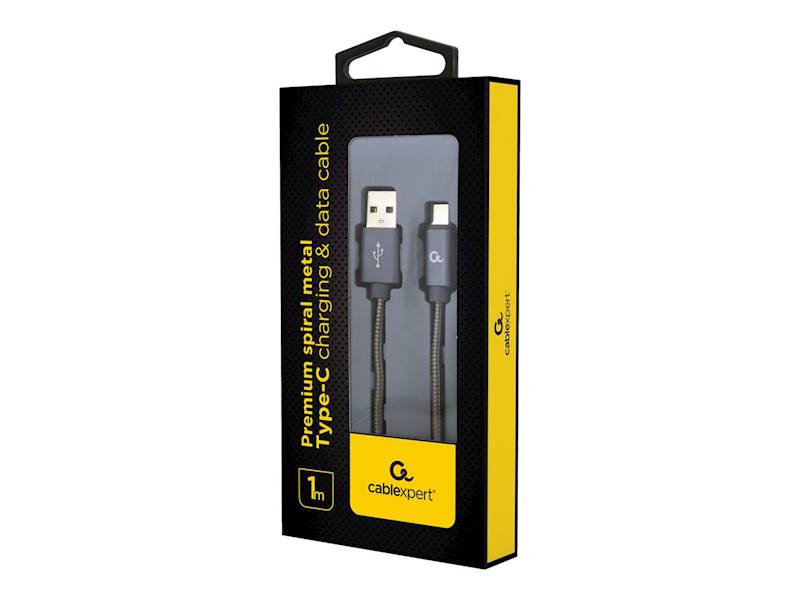 KABEL USB - USB-C 1M METAL GEMBIRD SZARY