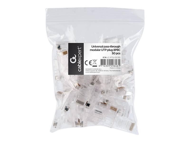 WTYK SIECIOWY RJ45 KAT.5E PRZELOTOWY 50SZT. GEMBIRD