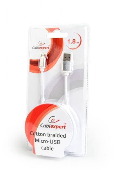 KABEL MICRO USB 1,8M OPLOT TEKSTYLNY GEMBIRD