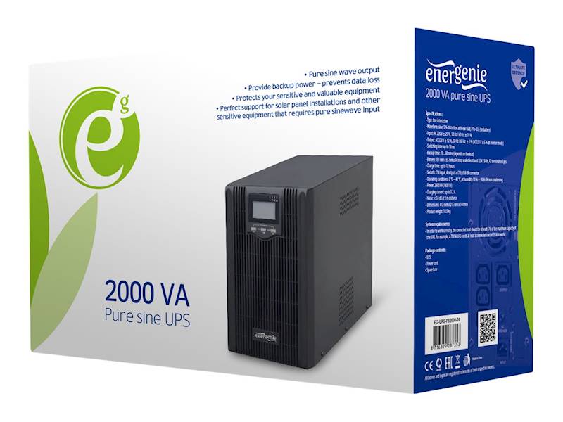 UPS GEMBIRD 2000VA CZYSTY SINUS 3x230V USB LCD