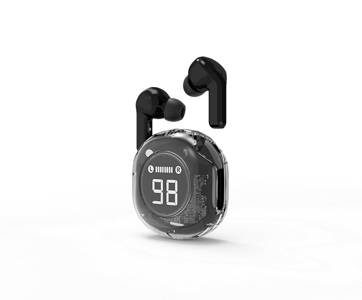 SŁUCHAWKI BLUETOOTH TWS PRZEZROCZYSTE GEMBIRD CZARNE