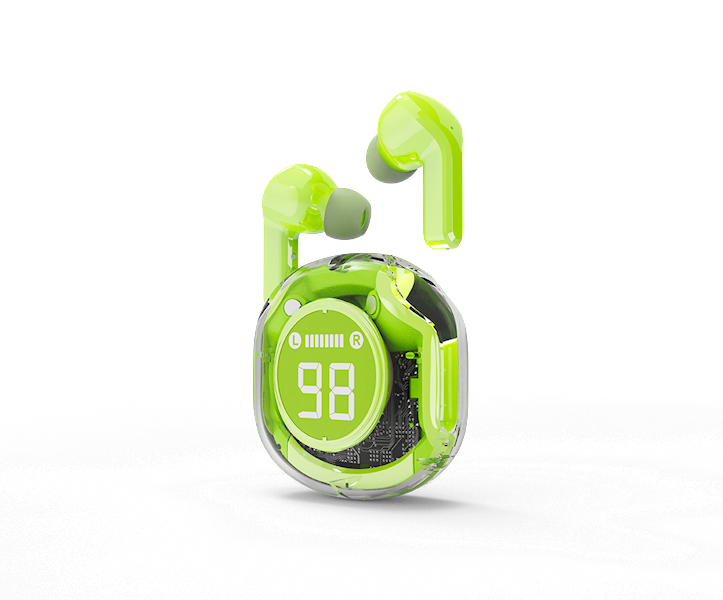 SŁUCHAWKI BLUETOOTH TWS PRZEZROCZYSTE GEMBIRD ZIELONE