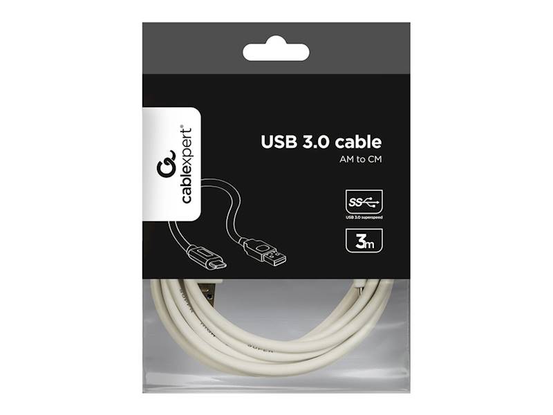 KABEL USB 3.0 - USB-C 3M BIAŁY GEMBIRD