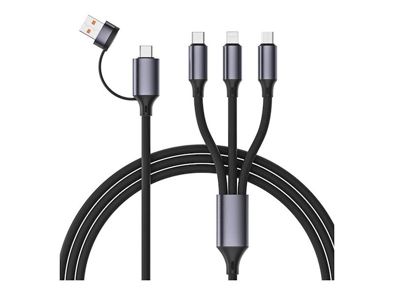 KABEL USB/USB-C - MICROUSB | USB-C | LIGHTNING 1,5M SILIKON CZARNY GEMBIRD