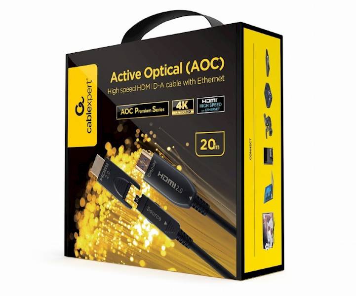 KABEL HDMI - HDMI V2.0 AOC Z ADAPTEREM microHDMI 20M GEMBIRD
