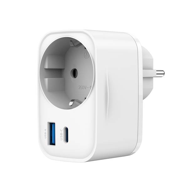 GNIAZDKO Z USB I USB-C 20W GEMBIRD BIAŁE