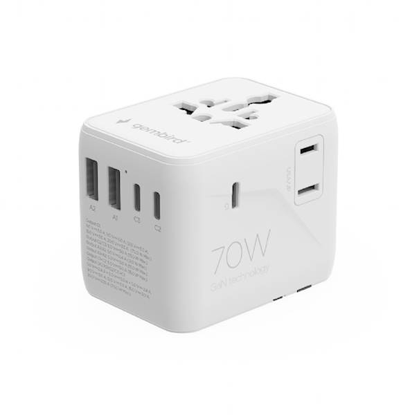 UNIWERSALNY ADAPTER PODRÓŻNY 70W BIAŁY GEMBIRD