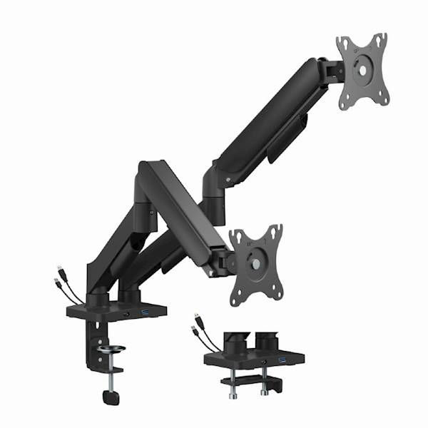 RAMIĘ UCHWYT NA 2 MONITORY 17" - 32" DO 9KG PORTY USB/USB-C GEMBIRD