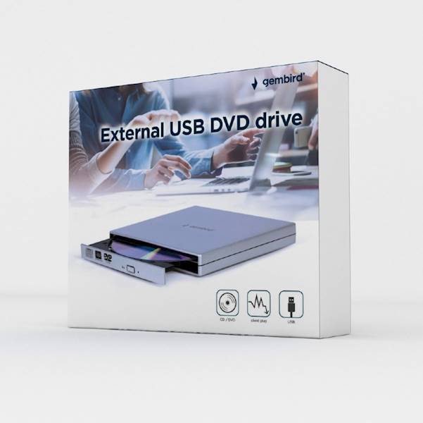 NAPĘD ZEWNĘTRZNY DVD USB 2.0 GEMBIRD SREBRNY