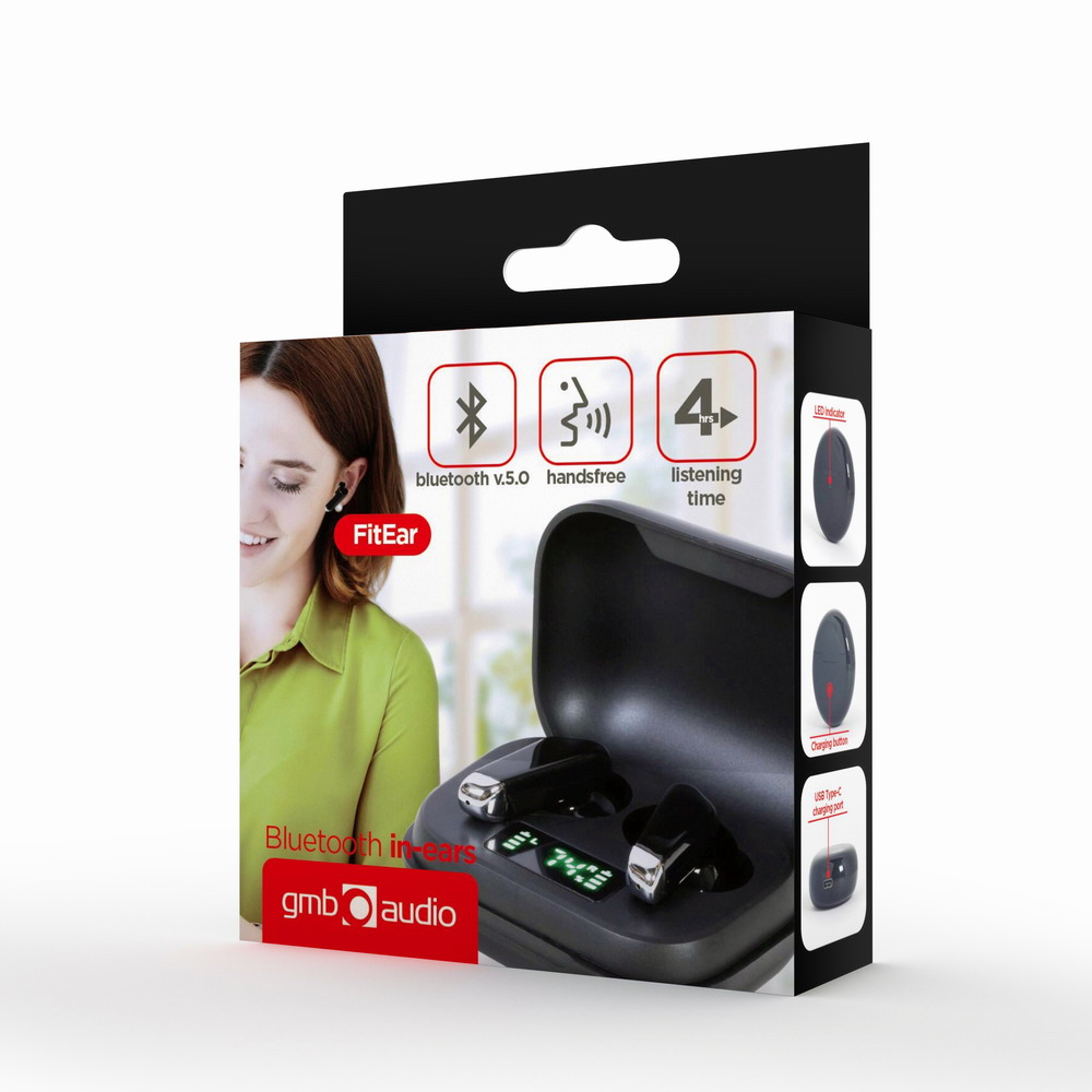 SŁUCHAWKI BT TWS GEMBIRD FITEAR X300 CZARNE