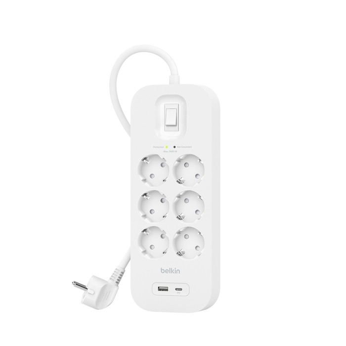 LISTWA ZASILAJĄCA SURGEPLUS 6xSCHUKO 1xUSB 1xUSB-C 650J BELKIN