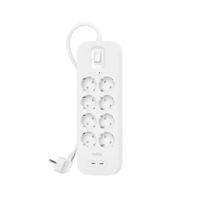 LISTWA ZASILAJĄCA SURGEPLUS 8xSCHUKO 2xUSB-C 2m 900J BELKIN
