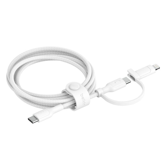 KABEL USB-C - USB-C/LIGHTNING 1,5M BELKIN BIAŁY