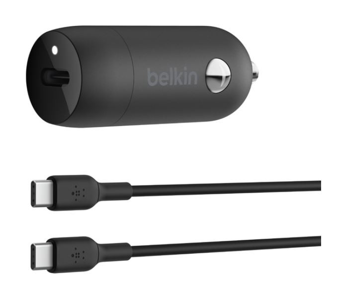 ŁADOWARKA SAMOCHODOWA 1xUSB-C 30W Z KABLEM BELKIN CZARNA