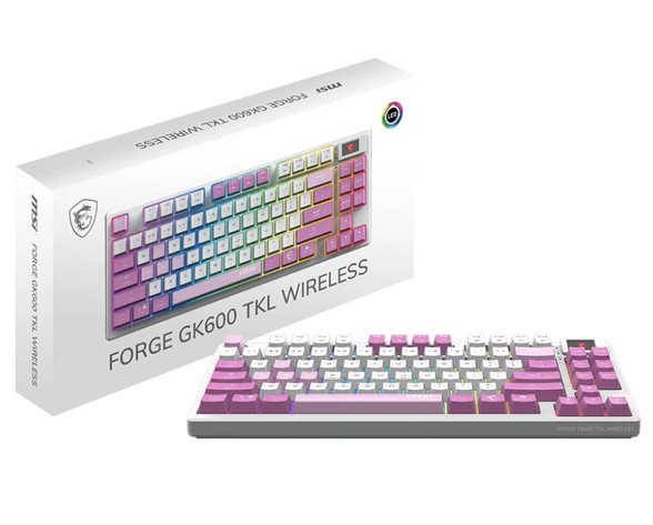 KLAWIATURA BEZPRZEWODOWA MSI FORGE GK600 TKL W VIOLET US