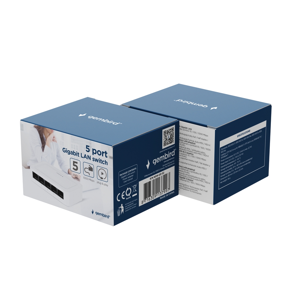 SWITCH 5-PORT GIGABIT GEMBIRD G5-02