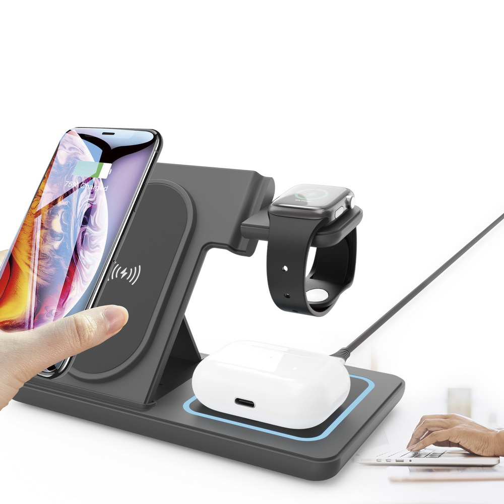 STACJA ŁADOWANIA 3W1 SAMSUNG SMARTFON ZEGAREK SŁUCHAWKI 18W GEMBIRD CZARNA