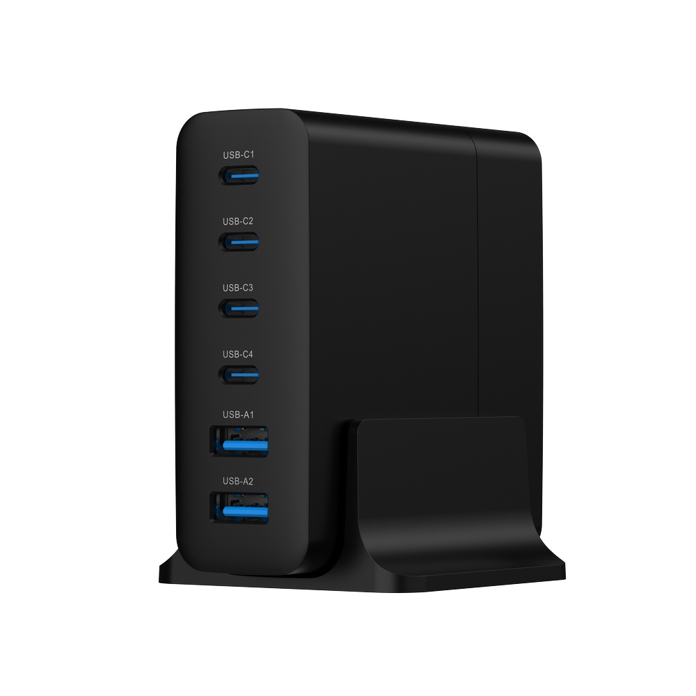 STACJA ŁADOWANIA 2xUSB 4xUSB-C GaN 75W GEMBIRD CZARNA