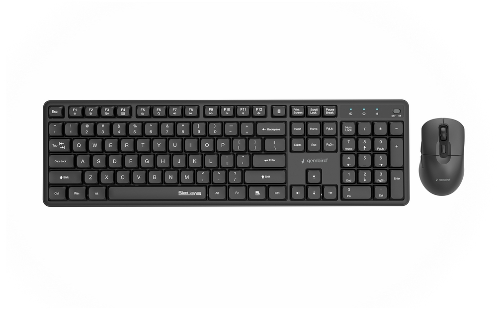 ZESTAW KL+M BEZPRZEWODOWY GEMBIRD SILENT KEY PRO BUSINESS US CZARNY