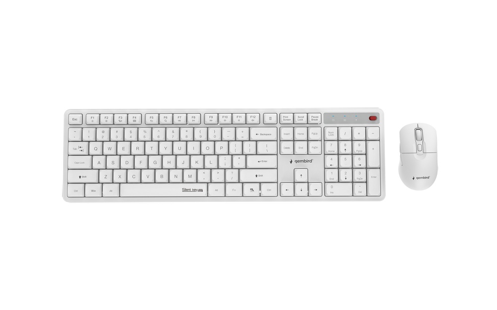 ZESTAW KL+M BEZPRZEWODOWY GEMBIRD SILENT KEY PRO BUSINESS US BIAŁY