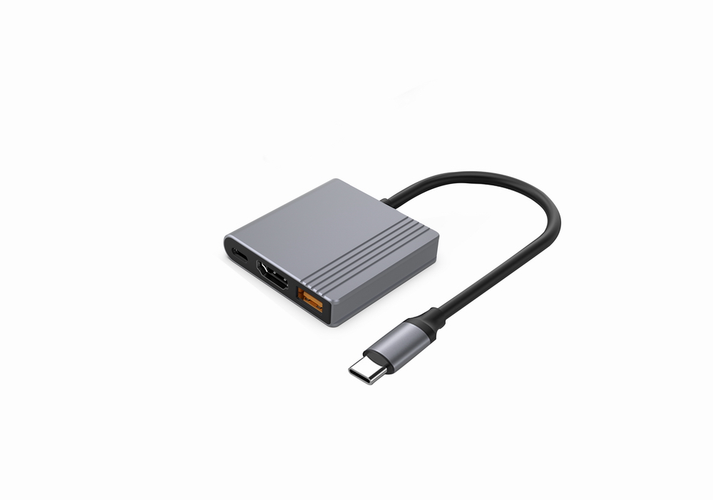 ADAPTER 3w1 USB-C - HDMI | USB-C | USB 3.0 GEMBIRD SZARY