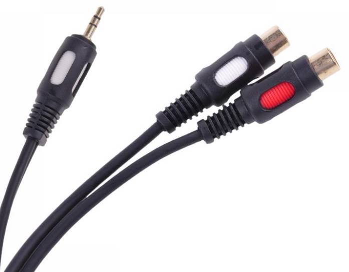 Kabel Jack 3,5 wtyk - 2 x gazdo RCA 25cm