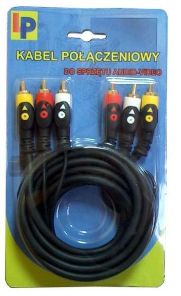Kabel 3RCA wtyk - 3RCA wtyk "łezka" 3m
