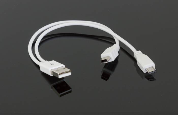 Adapter USB wtyk - micro mini USB wtyk 2w1 biały