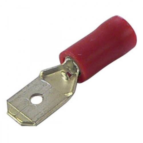 Konektor izolowany męski czerwony 6.3mm