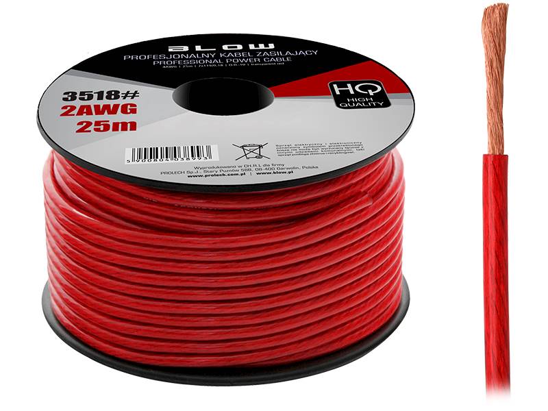 Kabel zasilający 4GA / 10mm CCA czerwony
