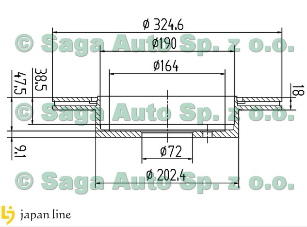 TARCZA HAMULCOWA TYŁ JAPAN LINE HTT311-JL