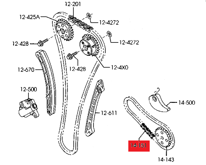 ŁAŃCUCH POMPY OLEJOWEJ ORYGINAŁ MAZDA RL301-OE