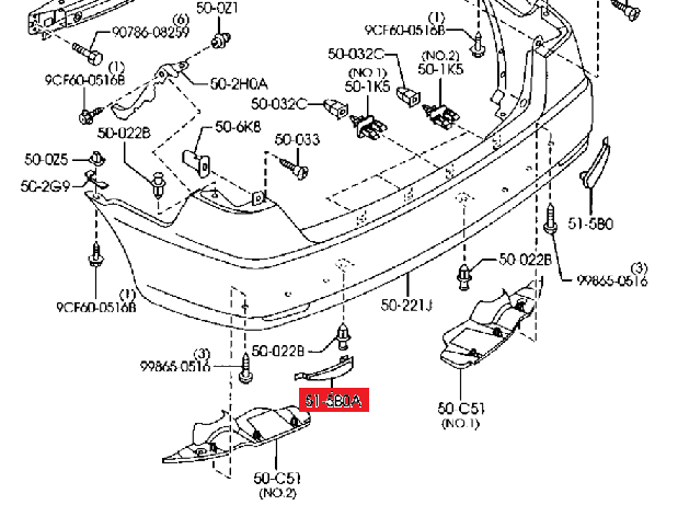 ODBLASK ZDERZAKA TYŁ LEWY ORYGINAŁ MAZDA WX390-OE